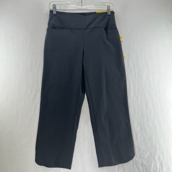 S.C. & CO 360 Tummy Control Cropped Pants Womens 6 Easy Pull On Petal Slit Black - Picture 1 of 13